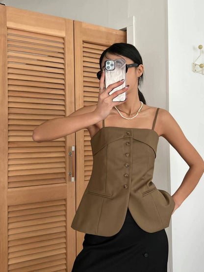 Jacqueline Buttoned Corset Top