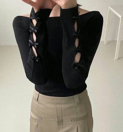 Erin Bow-Detail Long Sleeve Top